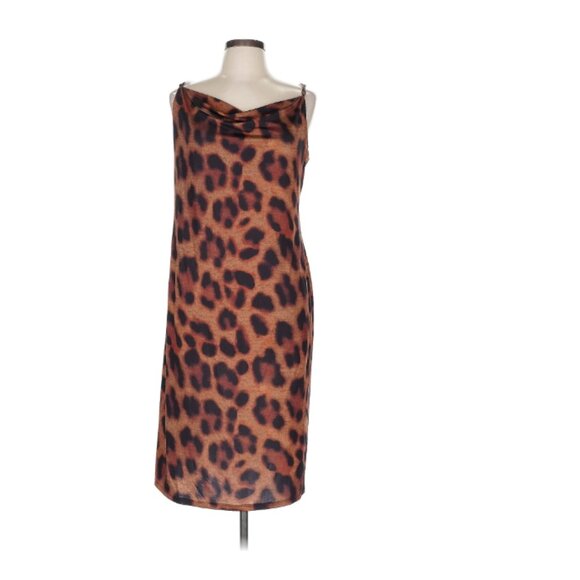 NEW! SEXY LEOPARD PRINT! L'Agence Animal Print Knee-Length Dress, XL! Slinky! - Picture 2 of 6